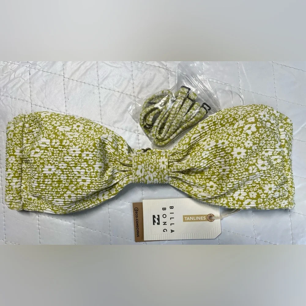 Billabong Lil Whispers Green Floral Bikini Top - Picture 4 of 8